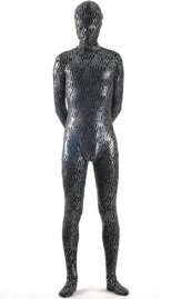 B-guy! Grey and Black Lycra Shiny Metallic Zentai Costume