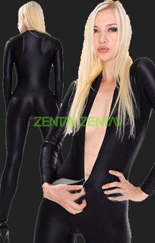 Sexy Black Lycra Spandex Full Bodysuit With High Elasticity For
