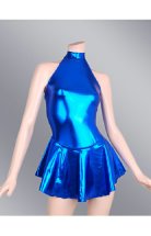 Blue Shiny Metallic Sleeve Jersey Dress