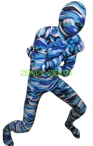 Camouflage Zentai Suit  Blue and Dark Blue Spandex Lycra Zentai