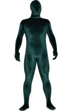 Dark Green Thick Velvet Spandex Zentai Full Bodysuit