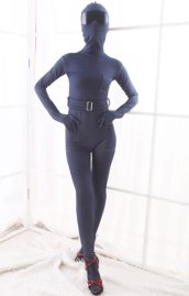 Silver Blue Spandex Lycra Full Body Zentai Suit