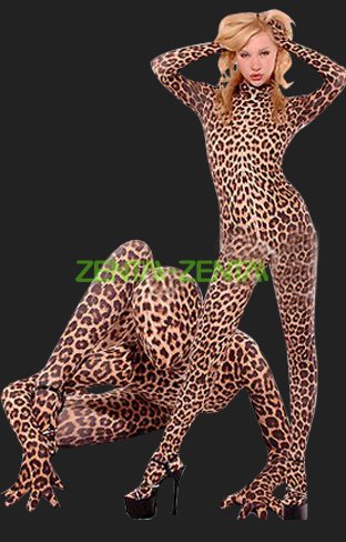 Leopard Catsuit  Brown and Black Spandex Lycra Zentai Suit/ Catsuit