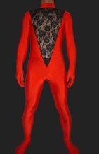 Red and Black Spandex Lycra and Lace Unisex Catsuit without Hood Red and Black Spandex Lycra and Lace Unisex Catsuit without Hood