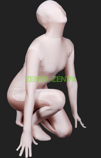 Pink zentai spandex outfit full face opening