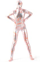 Text Orange and Silver Shiny Full Body Suit Text Orange and Silver Shiny Full Body Suit