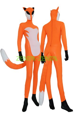 The Fox Costume  Orange and White Spandex Lycra Zentai Suit